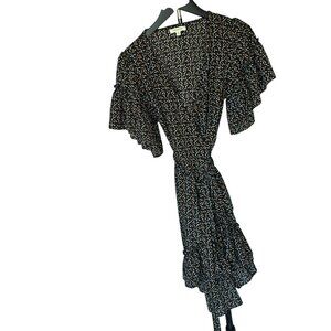 Max Studio Womens Polka Dot Ruffle Wrap Dress Size S